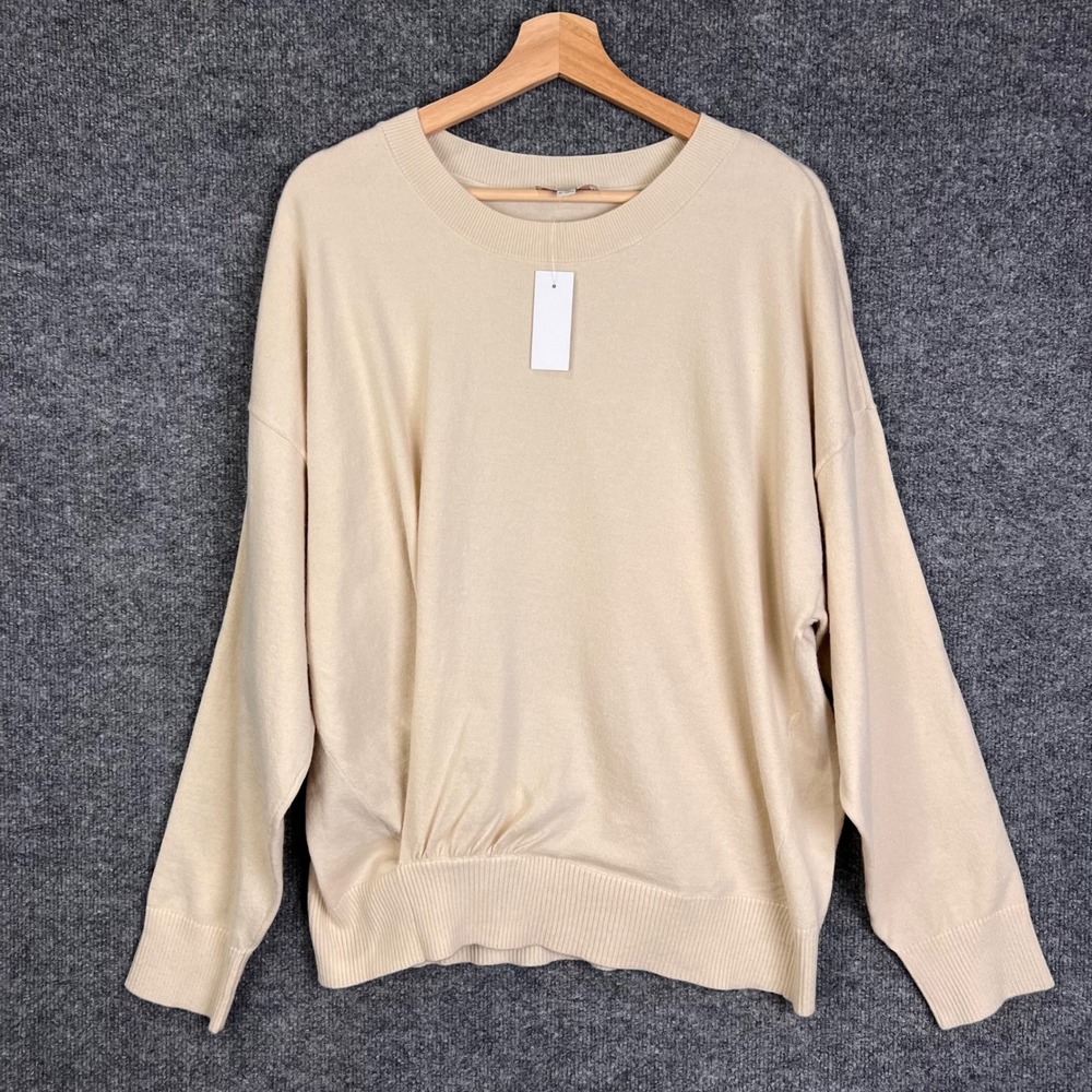 NEW $70 LOFT Sweater Womens XL Beige New Crewneck Long Sleeve Knit